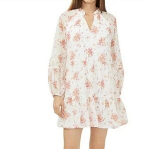 NWT Vince Camuto Tiered Ruffle Floral Chiffon Dress Rosey Pink White size Medium